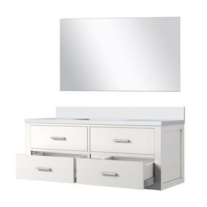 English Elm White Single Bath Vanity Set With Quartz Countertop & Frameless Mirror – Modern Design For Your Bathroom B2731S01441-GIGA