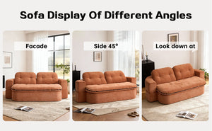 English Elm Modern Floor Sofa with Hidden Quilt & 2 Pillows, Convertible Chenille Foam Sleeper Bed for Small Spaces Caramel W3565P355007