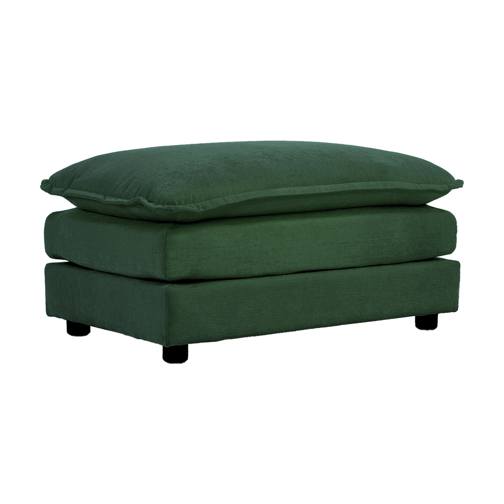 English Elm Chenille Ottoman Footrest with Solid Wood Frame and Plush Sponge Comfort for Modular Sofas Green W714113437