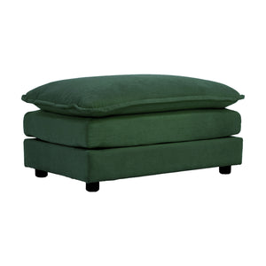 English Elm Chenille Ottoman Footrest with Solid Wood Frame and Plush Sponge Upholstery for Ultimate Living Room Comfort Green W714P152286
