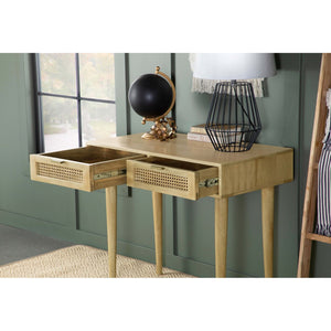 English Elm Zamora Natural 2-Drawer Console Table with Mango Wood Grain, Antique Brass Pulls, Entryway Chic B062P344937