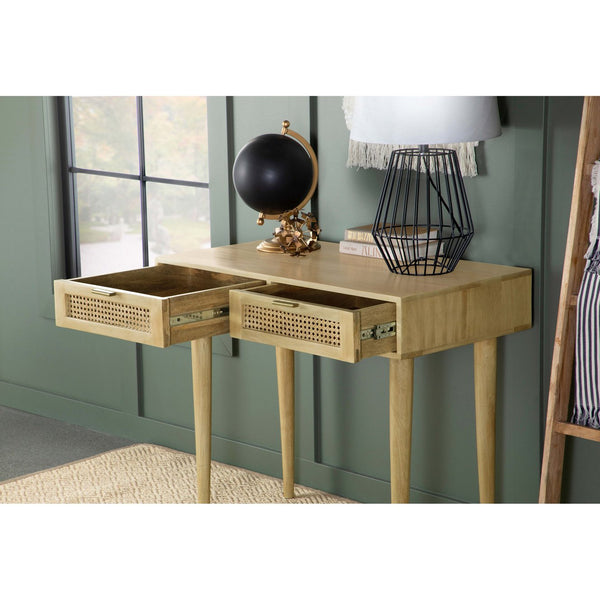 English Elm Zamora Natural 2-Drawer Console Table with Mango Wood Grain, Antique Brass Pulls, Entryway Chic B062P344937