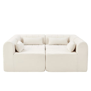 English Elm 145.5 Inch Four Piece Modular Sectional Sofa Beige Polyester Low Profile Living Room N767P346281B