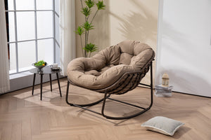 English Elm Outdoor Wicker Egg Rocking Chair Oversized Sculpted Rattan Lounge Porch Patio W640P395695