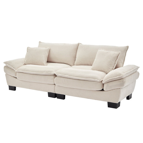 English Elm Corduroy Stylish Sleeper Sofa Loveseat with Dual-Layer Cushions & Two Support Pillows, Sturdy Frame Beige W676P184129
