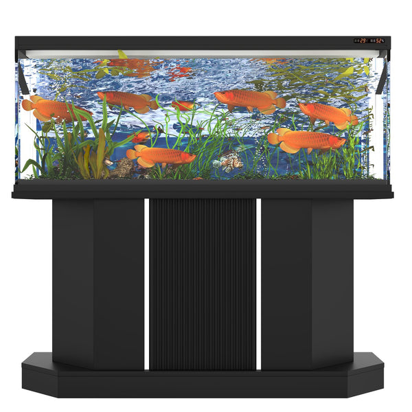 English Elm Modern Engineered Wood Aquarium Stand with Cabinet & Power Hub, 880lb Capacity, Sleek Black Storage N704P350199B