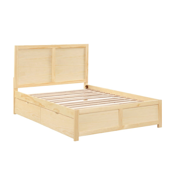 English Elm Contemporary Full Platform Bed Tall Headboard Natural Pine Wood Scandinavian Bedroom Frame B011S02457