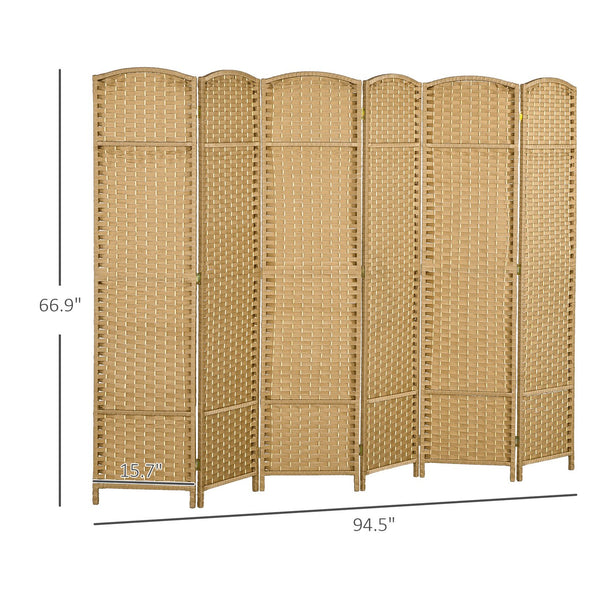 English Elm Homcom 6-Panel Folding Room Divider - Stylish Privacy Screen For Home Office & Bedroom Decor W2225P200677
