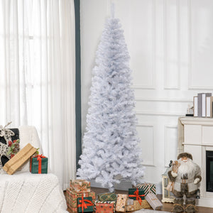 English Elm Homcom 7Ft Slim Douglas Fir Christmas Tree - Unlit, Realistic, Space-Saving Design For Festive Decor W2225P249649