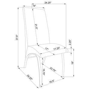English Elm Compson Sculptural Chrome Base Dining Set with White Curved Chairs and 46" Glass Table — Modern Elegance B062S00806