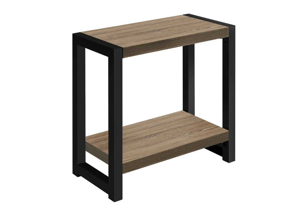 English Elm Accent Table Two Tier Narrow Black Laminate Metal Legs Modern Living Room Bedside B2710P218939