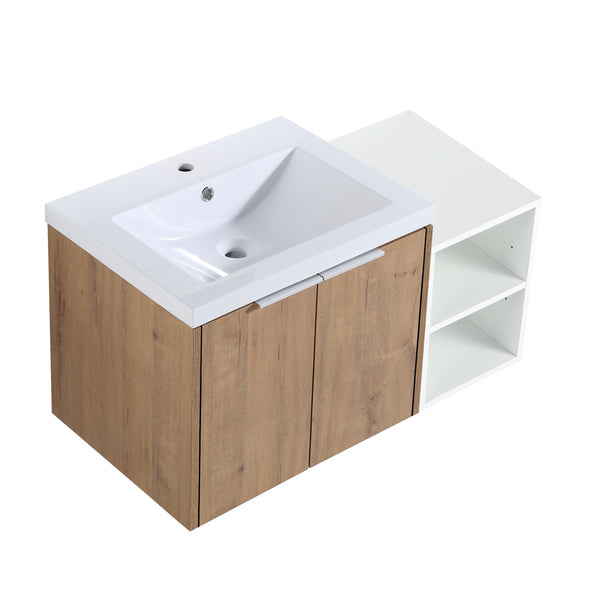 English Elm 36 Inch Modern Bathroom Vanity With Soft Close Doors, Resin Sink & Stylish Storage Solutions W999S00182