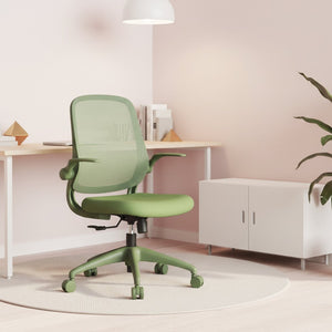 English Elm Ergonomic Mesh Back Task Chair with Flip Armrests High Density Foam Seat 500lb Capacity Green W5280P464455
