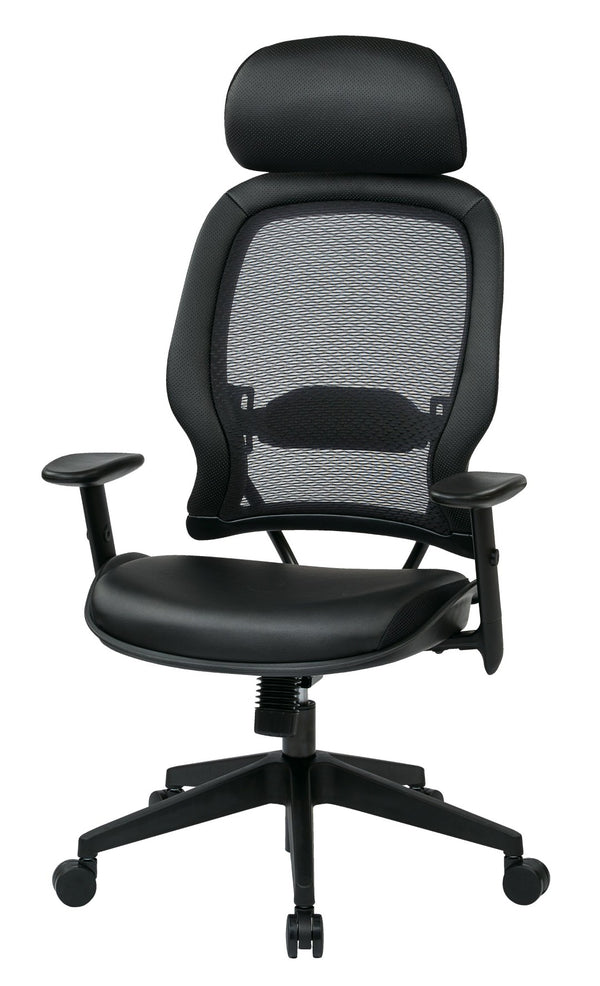 OSP Home Furnishings Professional Air Grid Ergonomic Office Chair with Lumbar Support and Bonded Leather Seat 57906E