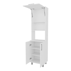 English Elm Kayenta Vertical Kitchen Pantry with Pneumatic Top Flap, Open Microwave Shelf, Lower Cabinet Storage B128S00043