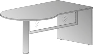OSP Home Furnishings Kenwood P-top Tempered Glass Modesty Panel for Modern Office Privacy and Style Right KEN-41TRGM-LCH