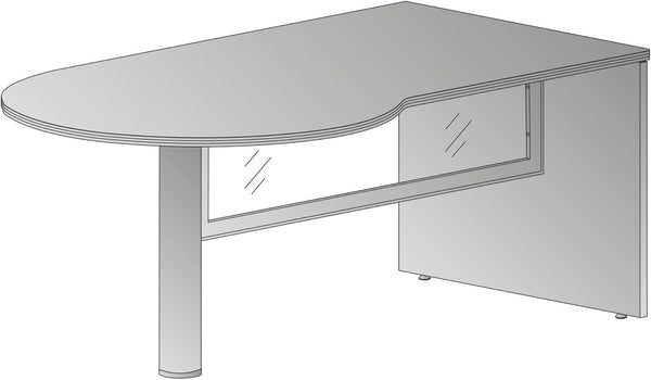 OSP Home Furnishings Kenwood P-top Tempered Glass Modesty Panel for Modern Office Privacy and Style Right KEN-41TRGM-LCH