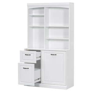 English Elm Bathroom Tall Storage Cabinet with Tilt-Out Hamper, 70.9" Linen Tower, 2 Drawers, Adjustable Shelves, White Finish N725P278420K