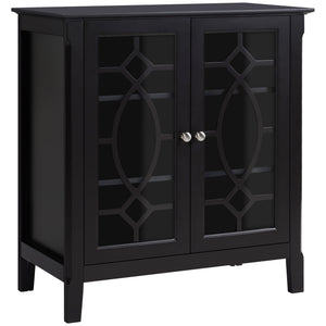 English Elm Homcom Elegant Sideboard Buffet Cabinet With Glass Doors, Adjustable Shelves For Stylish Storage Solutions W2225P229409