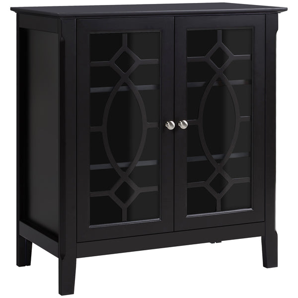 English Elm Homcom Elegant Sideboard Buffet Cabinet With Glass Doors, Adjustable Shelves For Stylish Storage Solutions W2225P229409