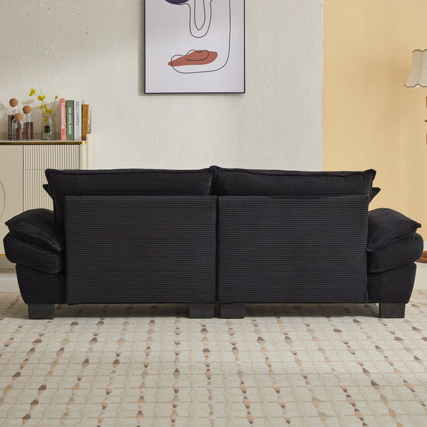 English Elm Corduroy Stylish Sleeper Sofa Loveseat with Dual-Layer Cushions & Two Support Pillows, Sturdy Frame Black W676P184130