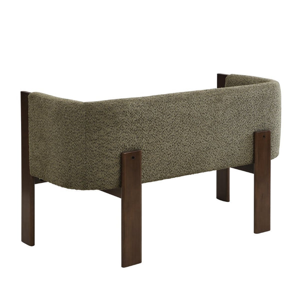 English Elm 48.5" Compact Track Arm Loveseat Rubberwood Frame Polyester Upholstery Studio Sofa Green,Walnut N771P384798L