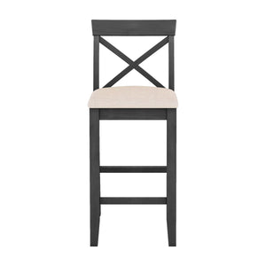 English Elm TOPMAX Farmhouse 48" Rectangular Wood Bar Height Dining Set with 2 Cushioned Chairs Space-Saving Appeal Gray N717P195018E