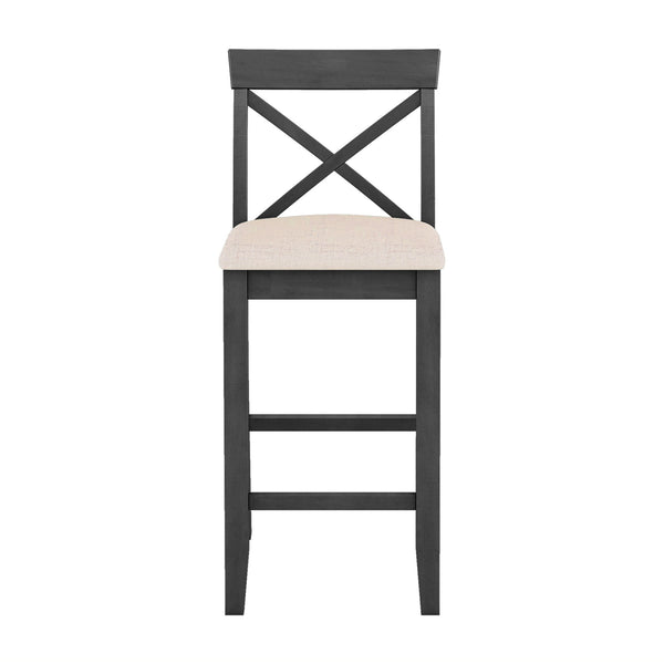 English Elm TOPMAX Farmhouse 48" Rectangular Wood Bar Height Dining Set with 2 Cushioned Chairs Space-Saving Appeal Gray N717P195018E