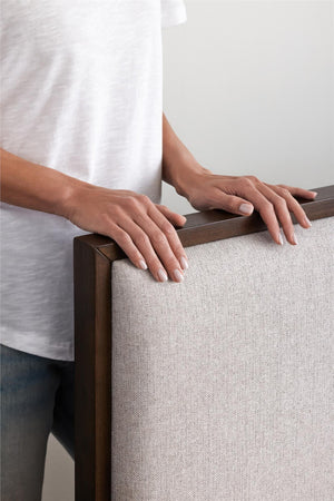English Elm Upholstered Canvas and Oak Veneer Headboard for Modern Minimalist Bedroom Decor Walnut B2733P436846