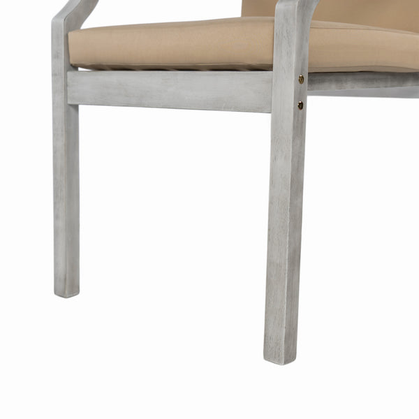 English Elm Outdoor Dinning Set Antique Gray 4-Person Patio Dining with Umbrella Hole, Removable Cushions, Wood-Iron Frame SZ000101AAE