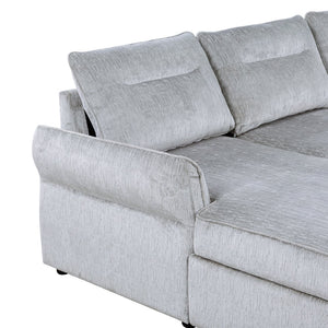 English Elm Montana Grey Fabric Sofabed with Chaise Storage, Contemporary Plush Cushioning, 250lb Seat Capacity B201S00303
