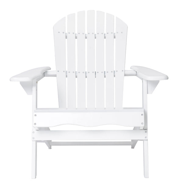 English Elm Christopher Knight Home® - Folding Adirondack Chair Acacia Wood Outdoor Lounge Seat with Slatted Back, Wide Arms, Durable Comfort White N770P358873K