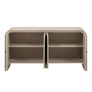 English Elm U_Style Luxury Multi-Functional Sideboard – Handwoven Wood Slats & Stepped Design For Stylish Storage N711P269061O-GIGA