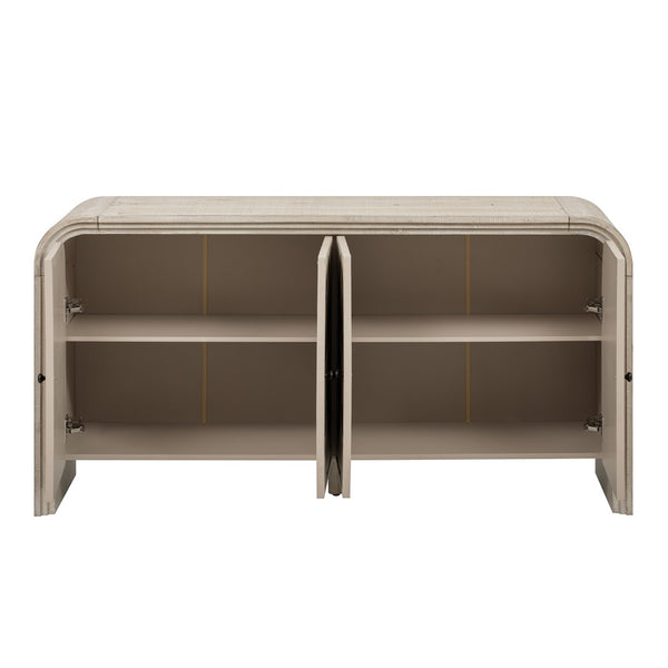 English Elm U_Style Luxury Multi-Functional Sideboard – Handwoven Wood Slats & Stepped Design For Stylish Storage N711P269061O-GIGA