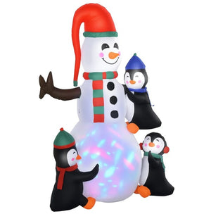 English Elm Christmas Inflatable Snowman Penguin Scene Six Foot Led Outdoor Holiday Yard Decor T3971P412935