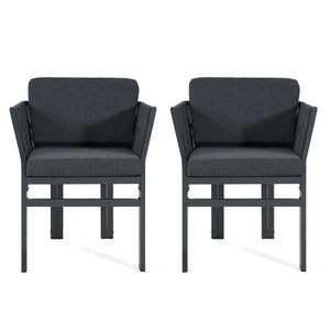 English Elm Outdoor Woven Rattan Aluminum Dining Chairs Set of 2 Coastal Patio Seating Grey N779P368549G