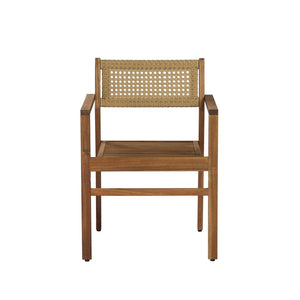 English Elm Dining Chair Set of 2 Wicker and Acacia Wood for Indoor or Covered Patio Use Natural Stained N776P381115N