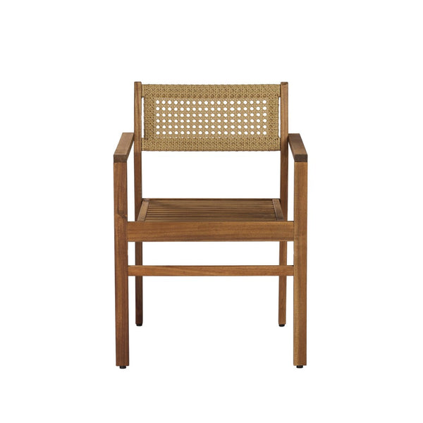 English Elm Dining Chair Set of 2 Wicker and Acacia Wood for Indoor or Covered Patio Use Natural Stained N776P381115N