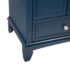 English Elm 35.6" Freestanding Bathroom Vanity with Roman Column Base and Ceramic Integrated Sink Blue W1801S00002