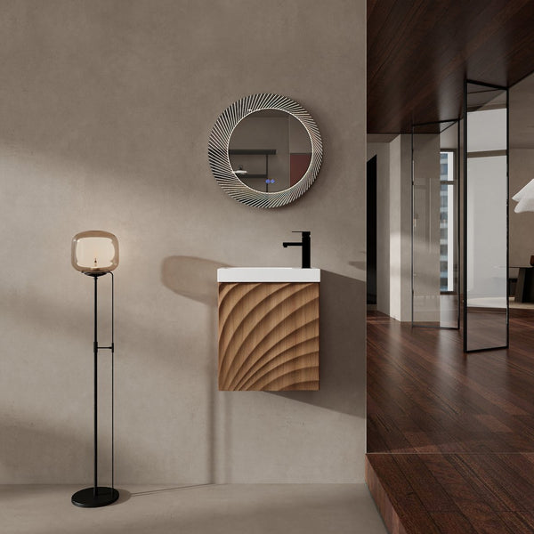 English Elm 18.5" Compact Wall-Mounted Bathroom Vanity With Stylish Resin Sink & Soft-Close Door, Walnut Finish W1972P362137