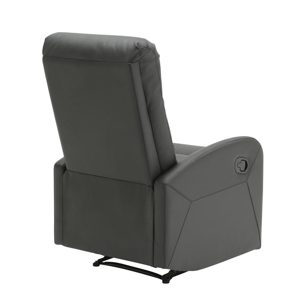 English Elm Dormi Contemporary Recliner with Tufted Faux Leather Upholstery, Foam Padding & Manual Recline - Stylish Comfort for Living Rooms Black B202P223695