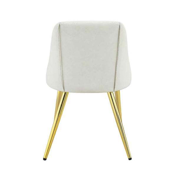 English Elm Set Of 2 Modern White Synthetic Leather Dining Chairs With Gold Metal Base For Chic Interiors B016P322894-GIGA