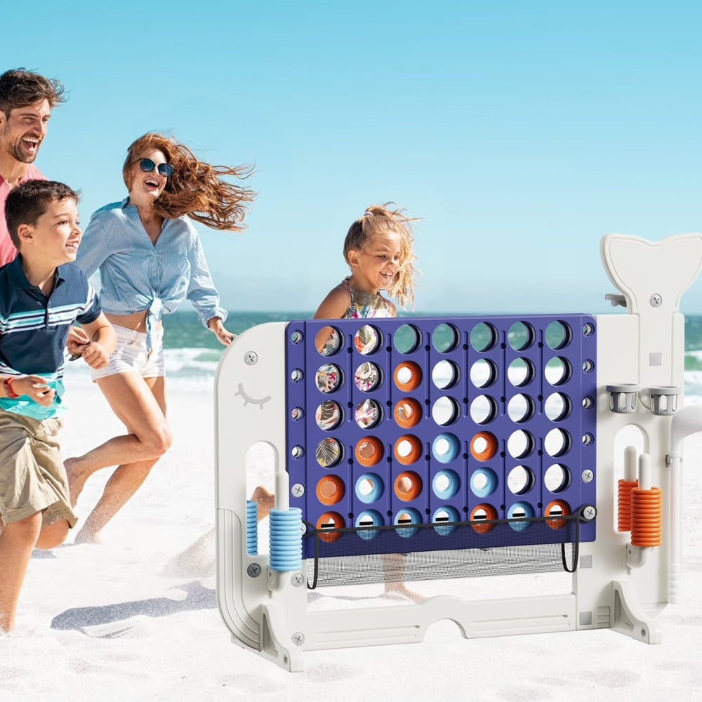 English Elm 4-to-score Giant Backyard Game Set with 4 Activities Height Adjustable Family Fun White+Purple W2700P357855