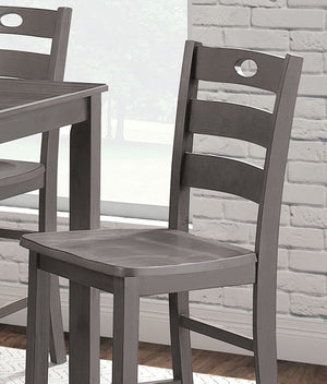 English Elm Gray 5pc Counter Height Dining Set - Square 36" Table & 4 Slat-Back Chairs, Transitional Style Durable Finish B2741P381493