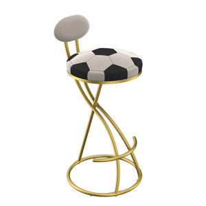 English Elm Football Velvet Bar Stools Set of 2 — Creamy White Back, Gold Metal Frame, Plush Foam Seat, 27.95" Height W1757P354692
