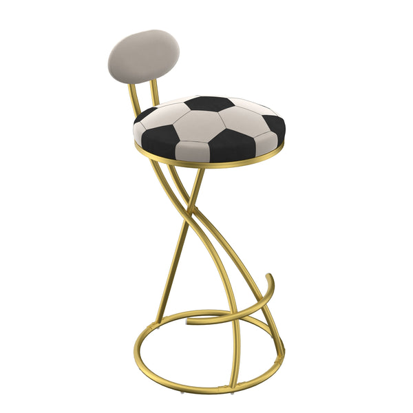 English Elm Football Velvet Bar Stools Set of 2 — Creamy White Back, Gold Metal Frame, Plush Foam Seat, 27.95" Height W1757P354692