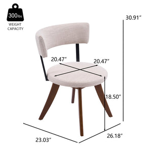 English Elm Modern Beige Fabric Dining Chairs Walnut Rubberwood Base Curved Back Set of 2 N768P391169W