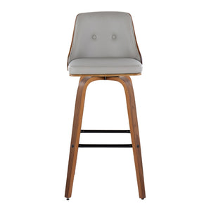 English Elm Fixed-height Swivel Barstools Velvet Seat Bentwood Legs Chrome Footrest Set of 2 B202S02186