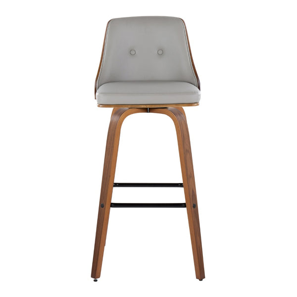 English Elm Fixed-height Swivel Barstools Velvet Seat Bentwood Legs Chrome Footrest Set of 2 B202S02186