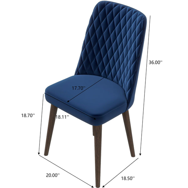 English Elm Ashcroft Furniture - Best Katie Mid-Century Modern Velvet Dining Chair Set of 2 - Blue, Solid Wood, Kiln-Dried Frame, Cozy Upholstery (96) B183P201659